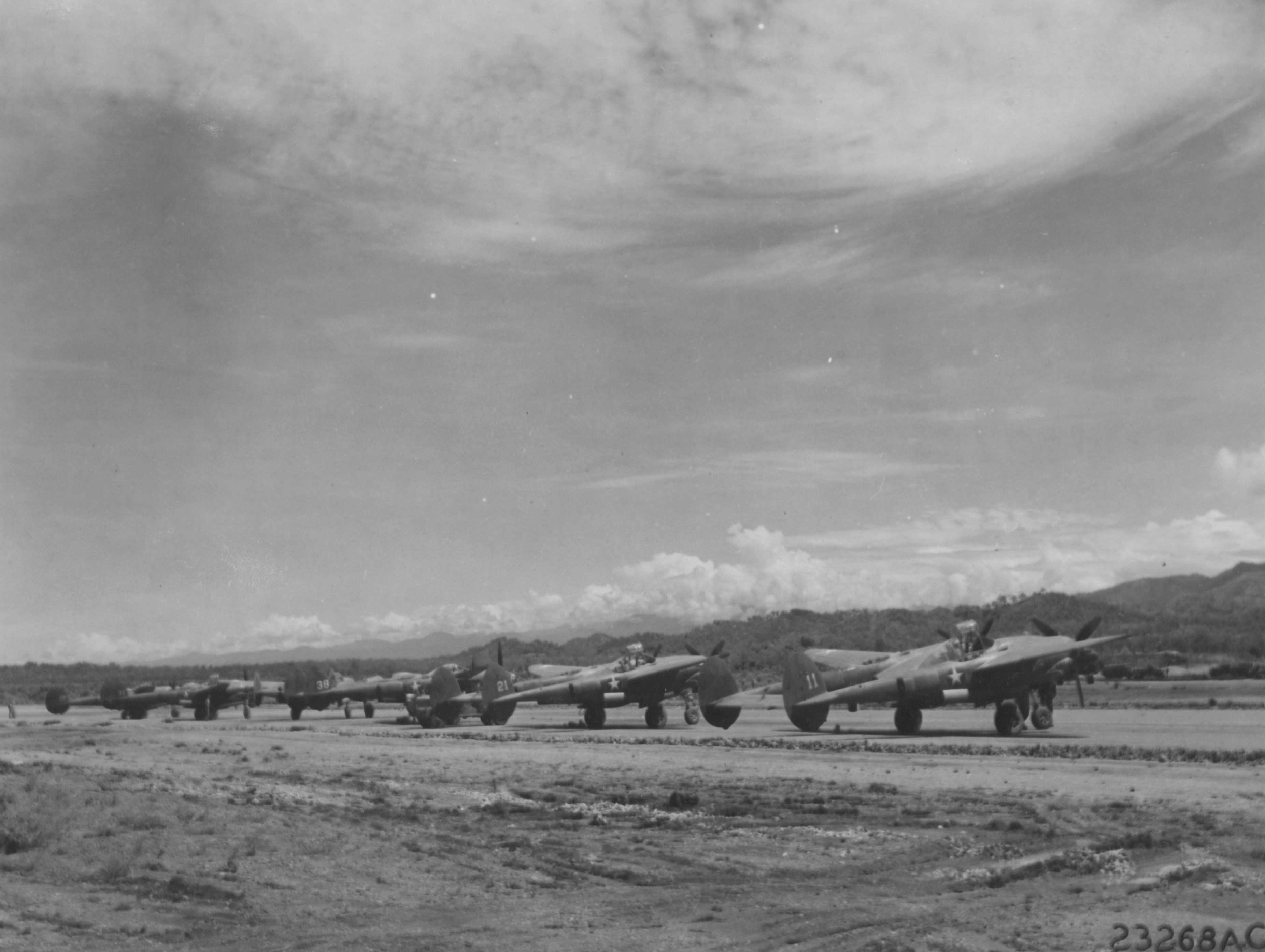 Lockheed P-38 Airplanes on line in New Guinea