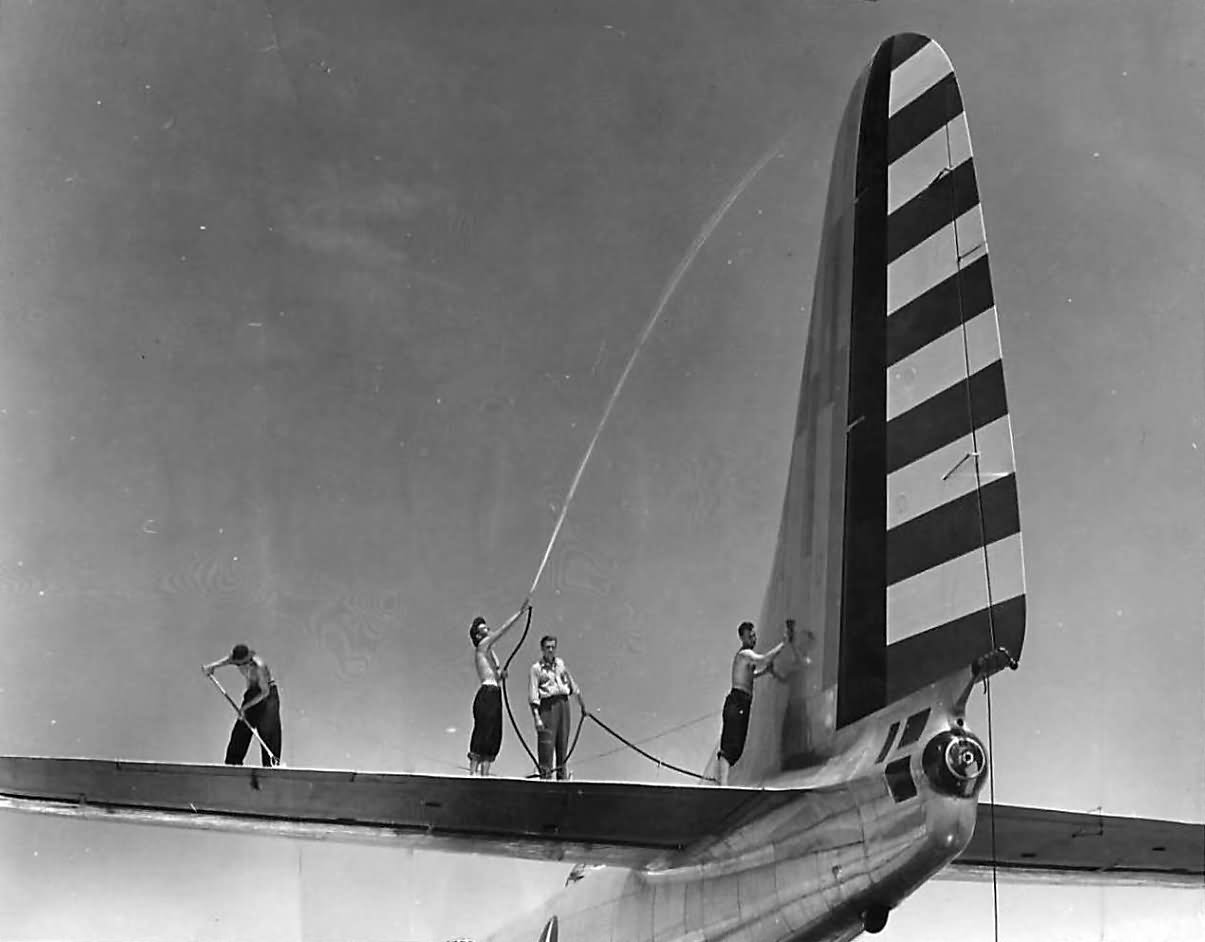 Washing the tail of the Douglas XB-19