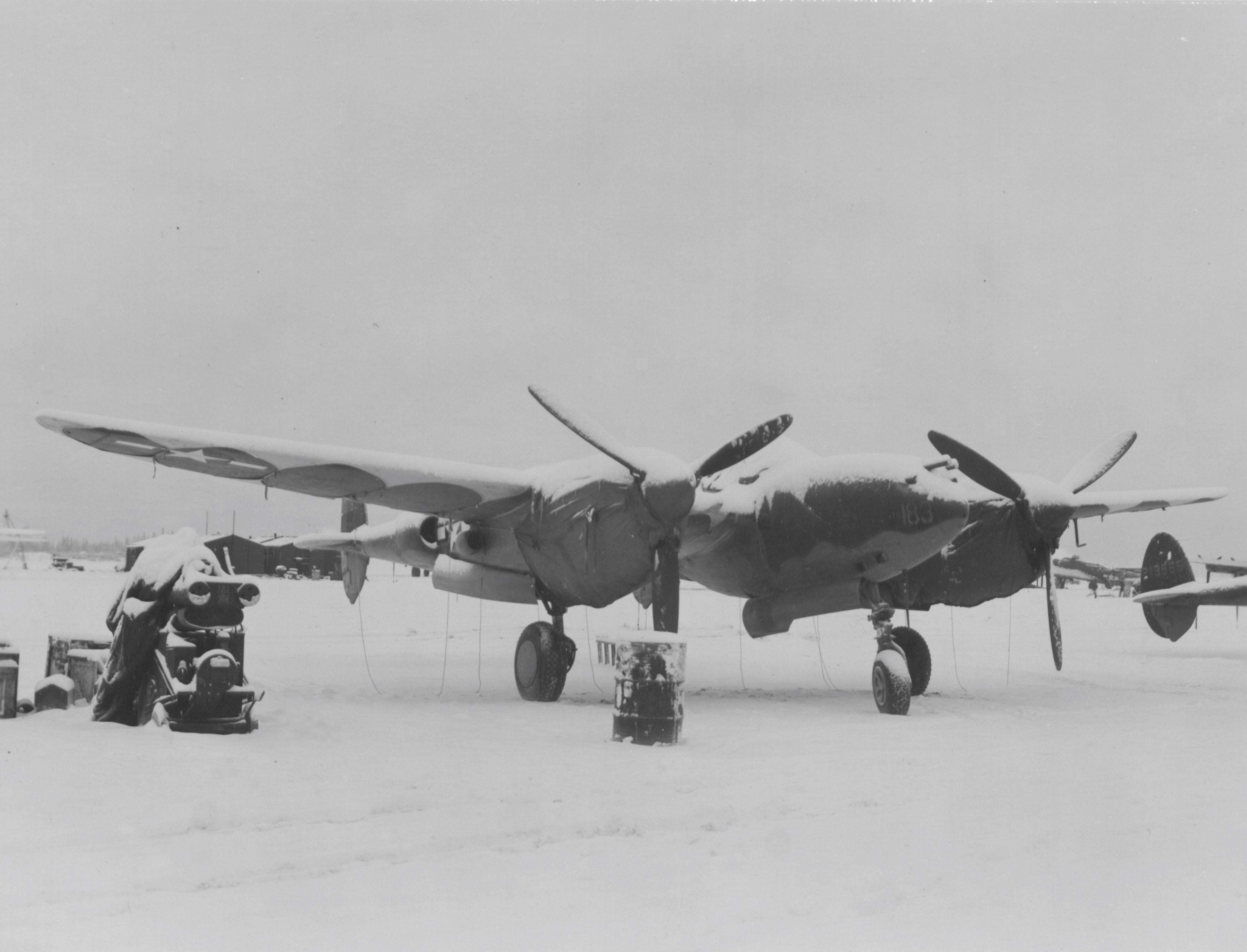 Lightning at snowy Ladd Field