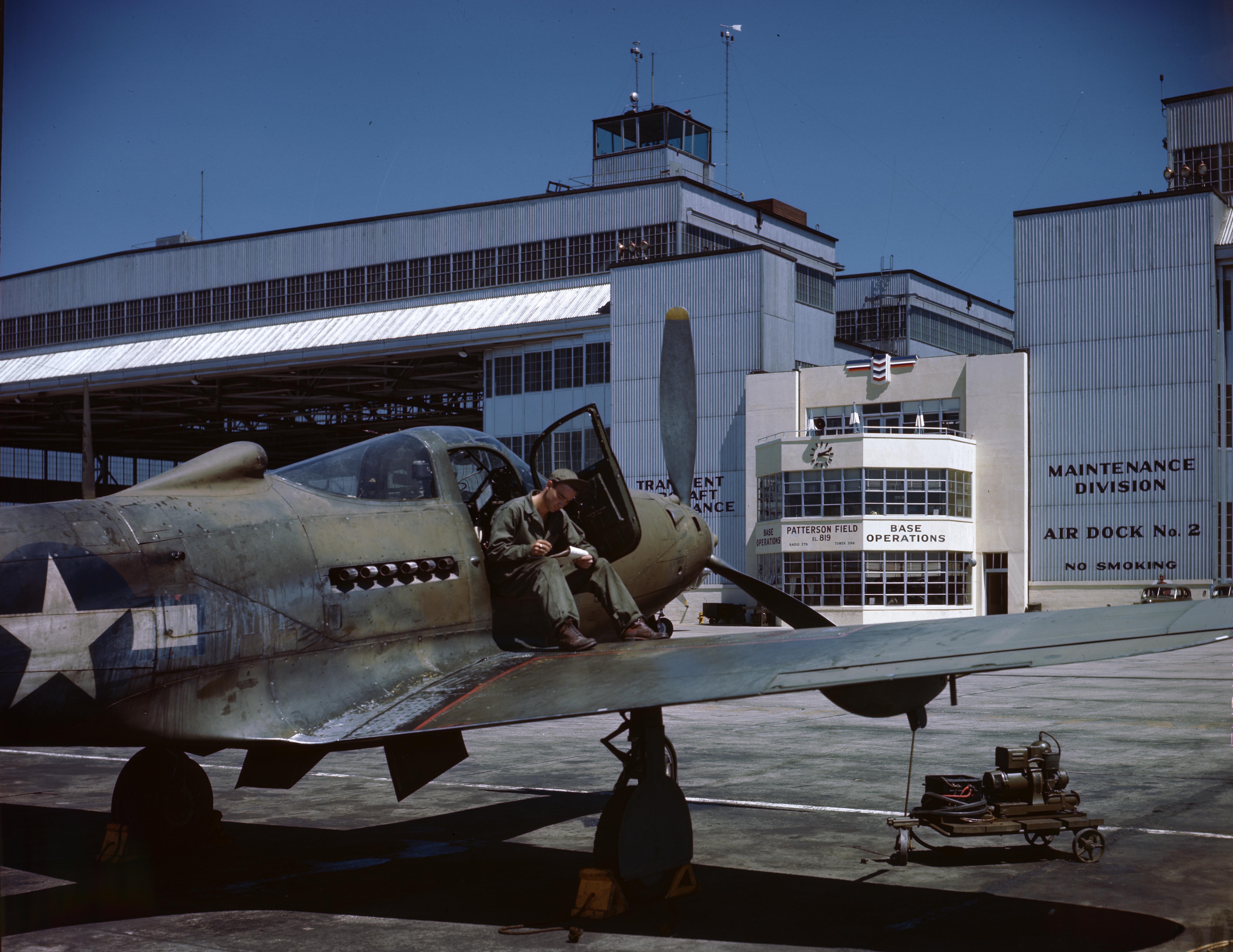 P-39 in Front of Operations Building, Patterson Field