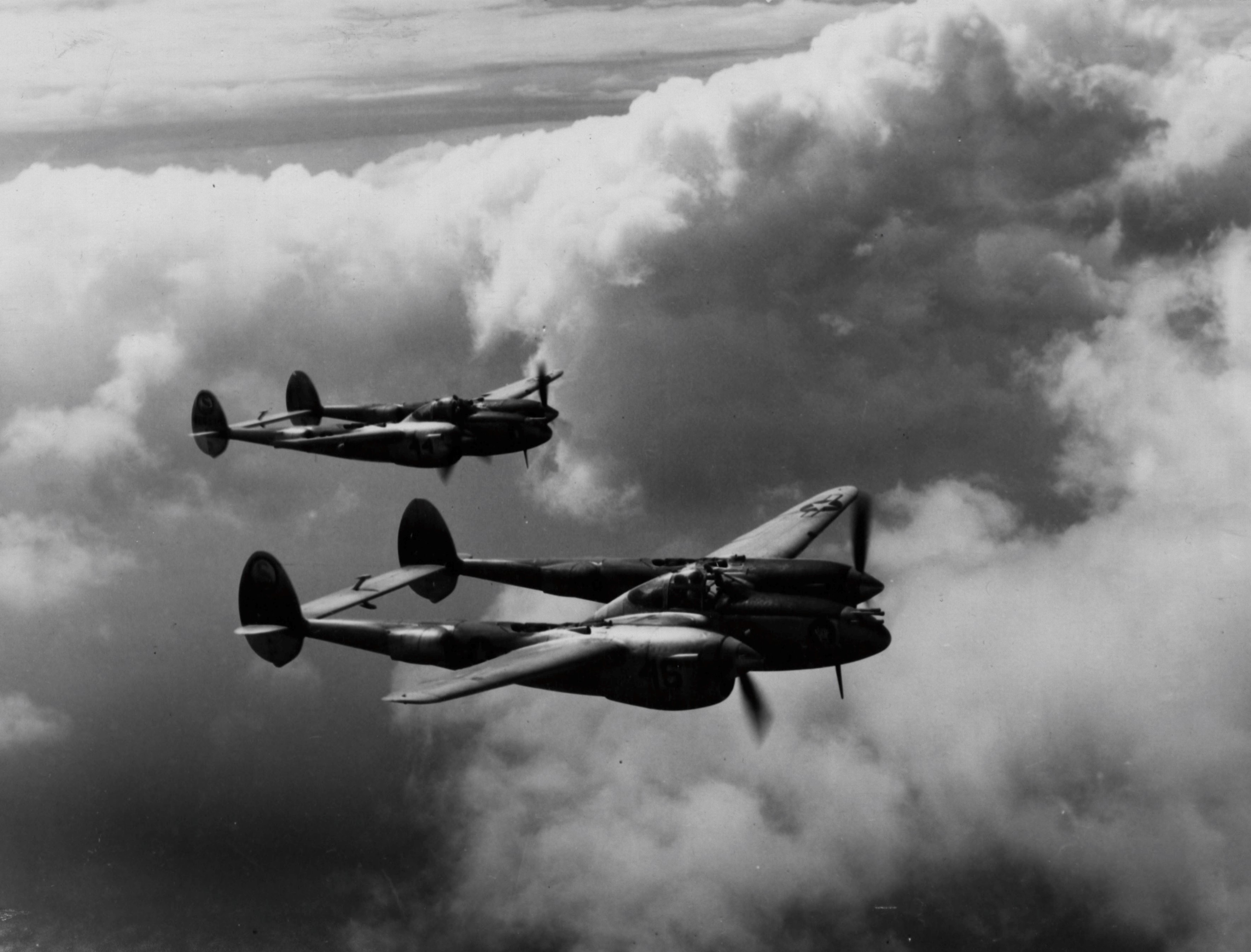 Lockheed P-38 "Lightnings" in flight over Panama