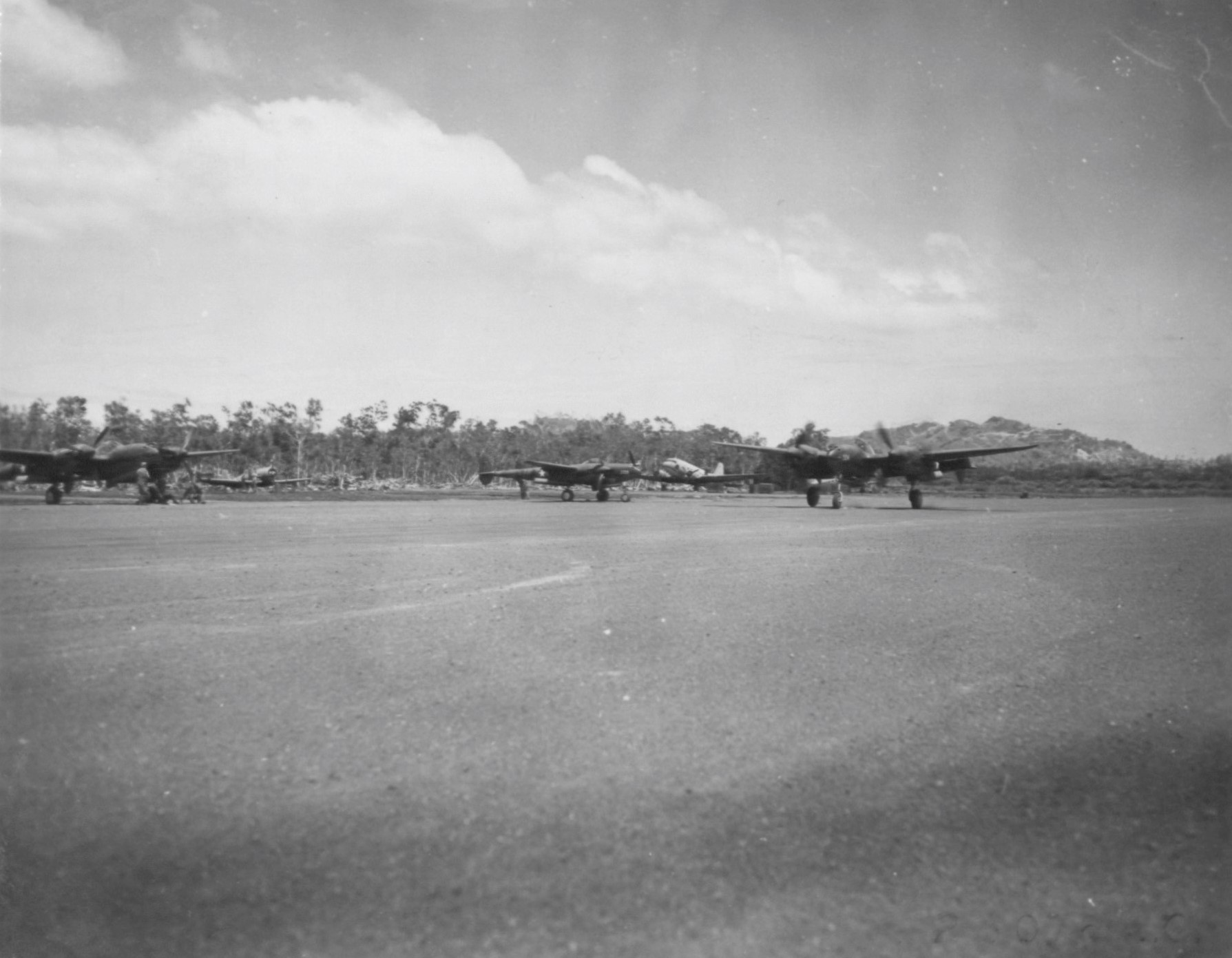 P-38s ready for takeoff