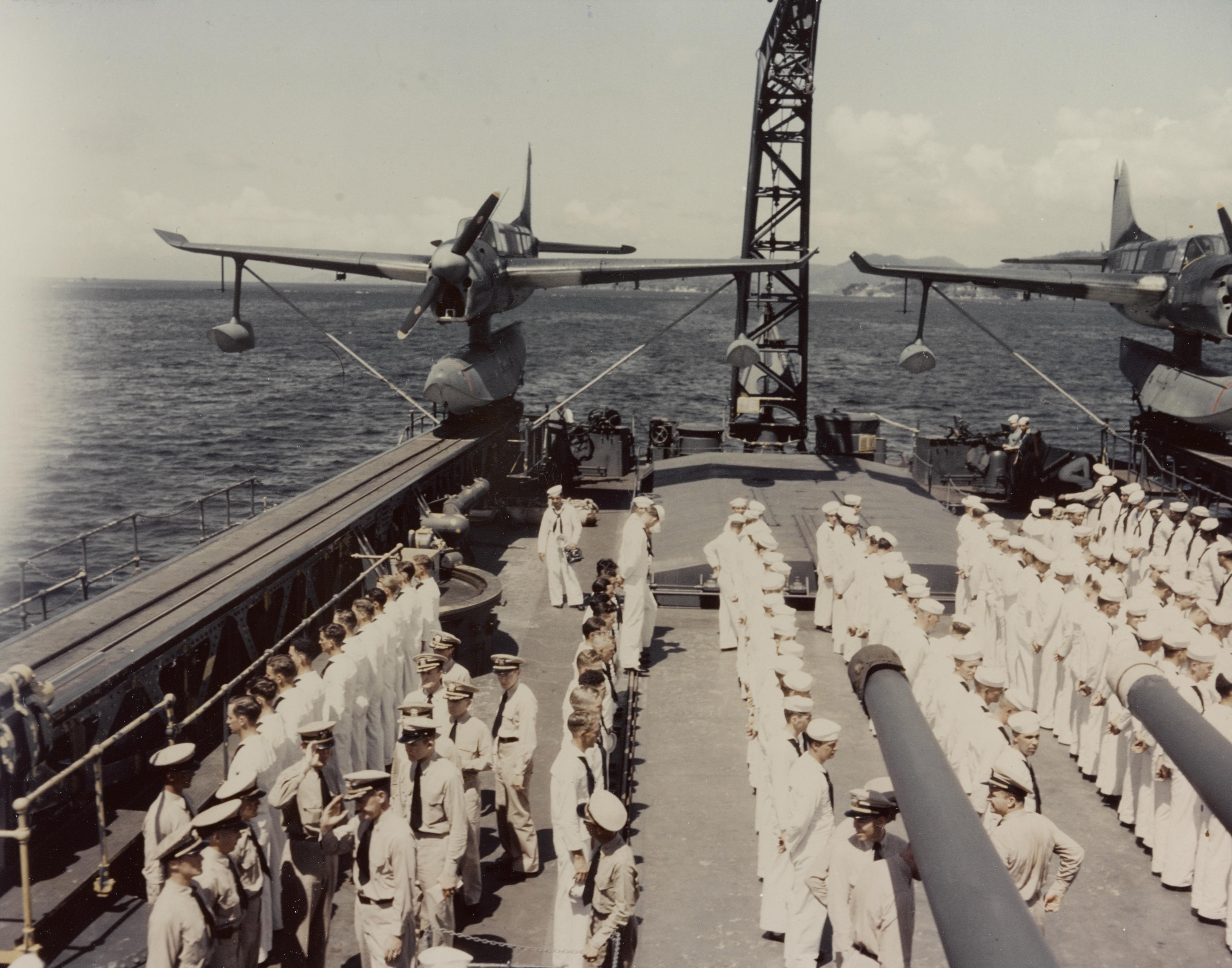 SO3Cs on the fantail of cruiser Biloxi