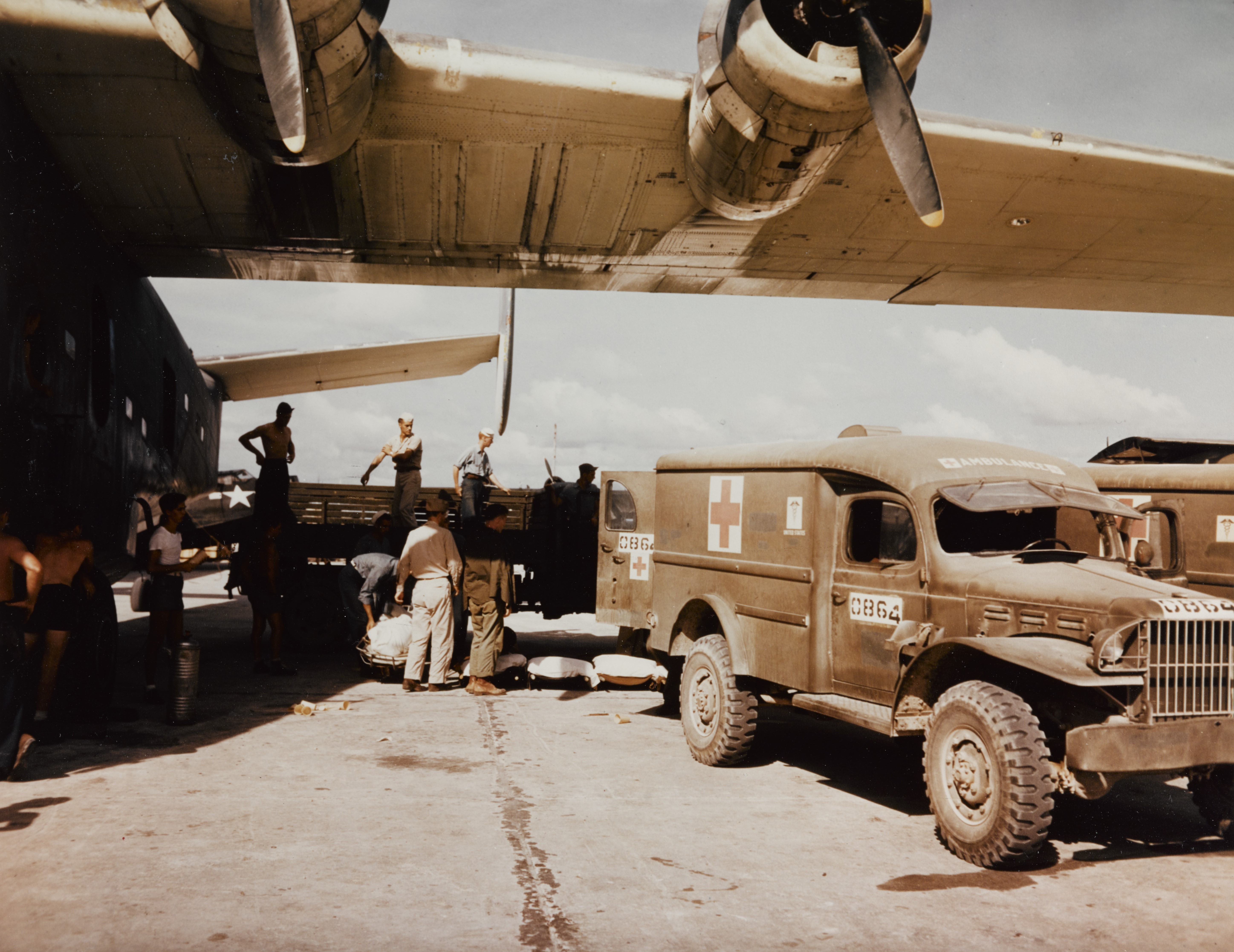 Air Evacuation of wounded men from the Philippines, circa Mid- 1945